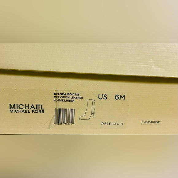 MICHAEL Michael Kors Kelsea Bootie Pale Gold Leather Heeled Ankle Boots 6M NWB - Picture 11 of 12